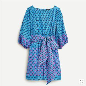 Petite Dolman-sleeve Mini Dress in Block Print